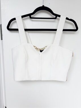 Generation Love White Cropped Tank with Gold Chain Accent